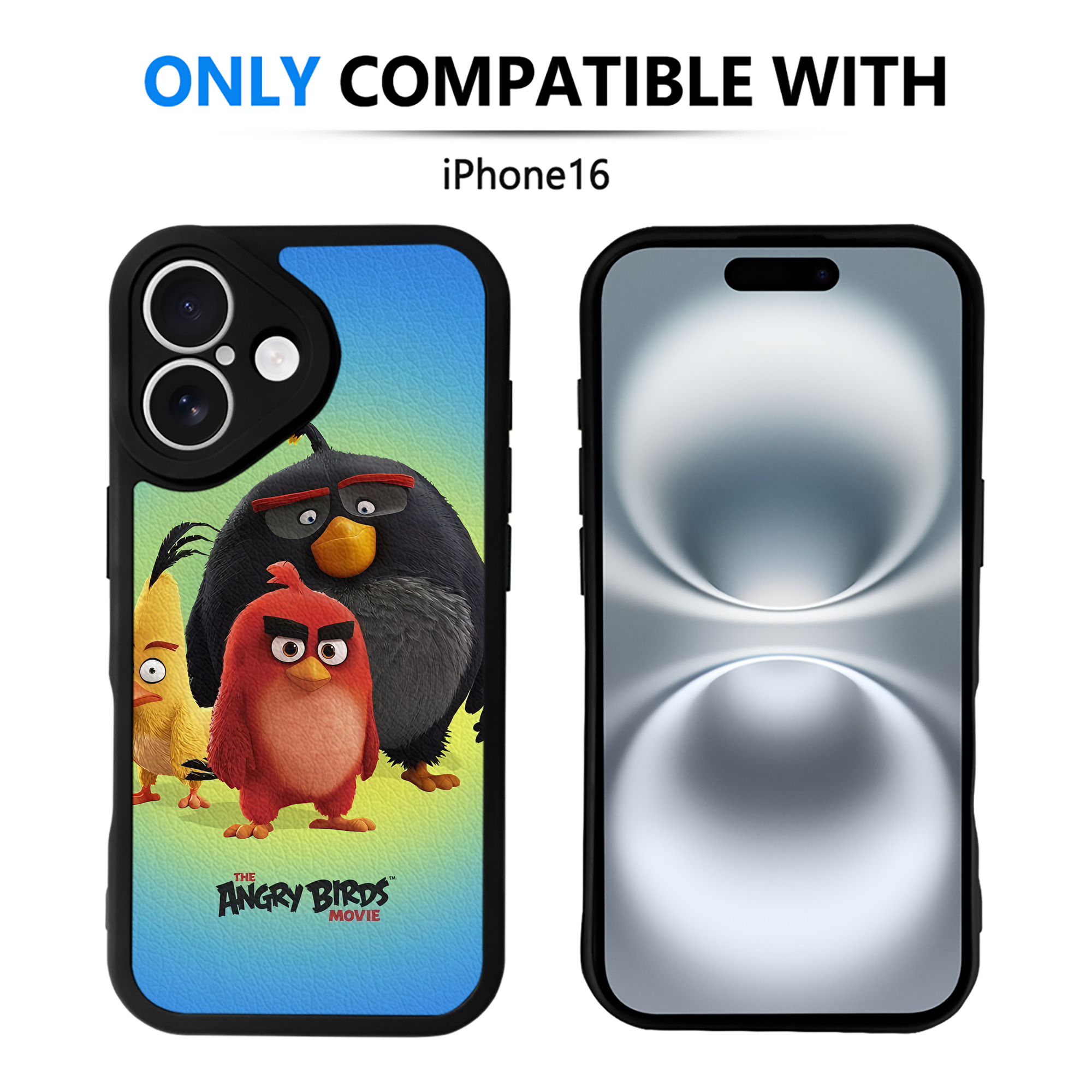 （画像用） Angry Birds アングリーバード 【iPhone 16シリーズ対応】シリコンスマホケース（レザー調） 材質：シリコン
